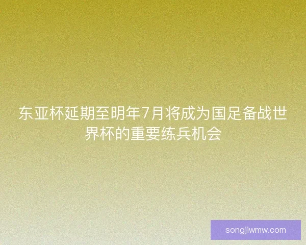 东亚杯延期至明年7月将成为国足备战世界杯的重要练兵机会