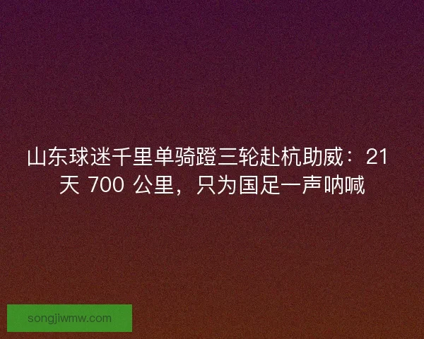 山东球迷千里单骑蹬三轮赴杭助威：21 天 700 公里，只为国足一声呐喊