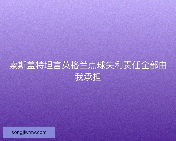 索斯盖特坦言英格兰点球失利责任全部由我承担 索斯盖特坦言英格兰点球失利责任全部由我承担